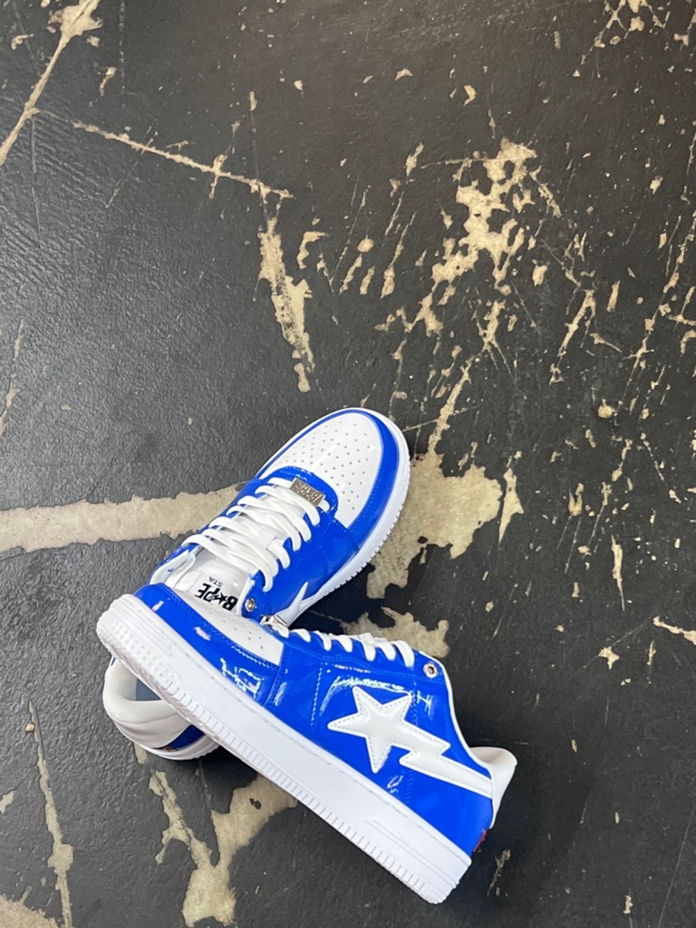 BAPE STA #3 Shark Blue Patent Leather Sneakers Men’s - Picture 5 of 6
